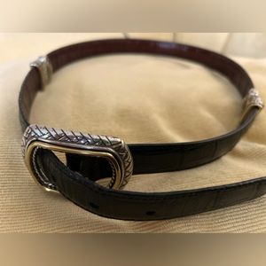 Sz 30, sm/med BRIGHTON leather belt, black/brown reversible, pre-owned, "Marcus"